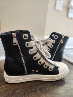 Adult High-Top Sneaker Boots in Black and Cream